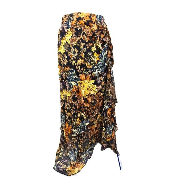 VTG Women's Black Brown Whimsigoth Floral Tiered Maxi Pull on Skirt Y2K 90s - Picture 1 of 10